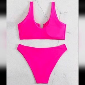 Swim Sale Pink V-Shaped Two Peice Bikini in Magenta size M